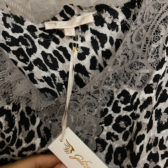 NEW Gold Hawk Cheetah Print Silk Slip Mini Dress Size Small - Picture 6 of 8